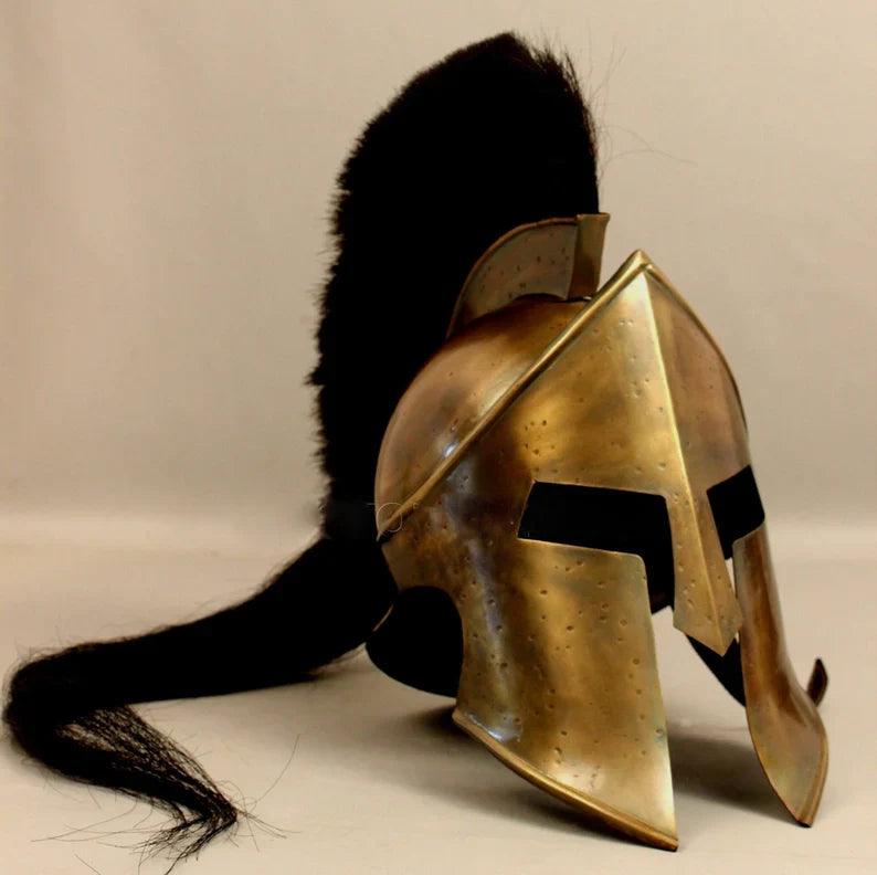 300 movie Great king Leonidas spartan Helmet, fully functional medieval Replica wearable helmet, solid steel with inner leather liner Helmet - collectiblegiftitems