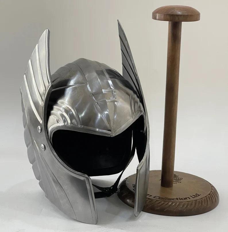 Thor Love and Thunder Movie Helmet 18 Gauge Metal Wing Rotator Thor Helmet with Stand Perfect Gift for Thor Lover - collectiblegiftitems