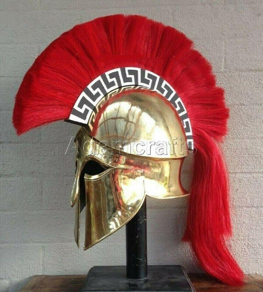 18 gauge Steel Brass Coated Medieval Greek Corinthian Helmet Spartan Helmet - collectiblegiftitems