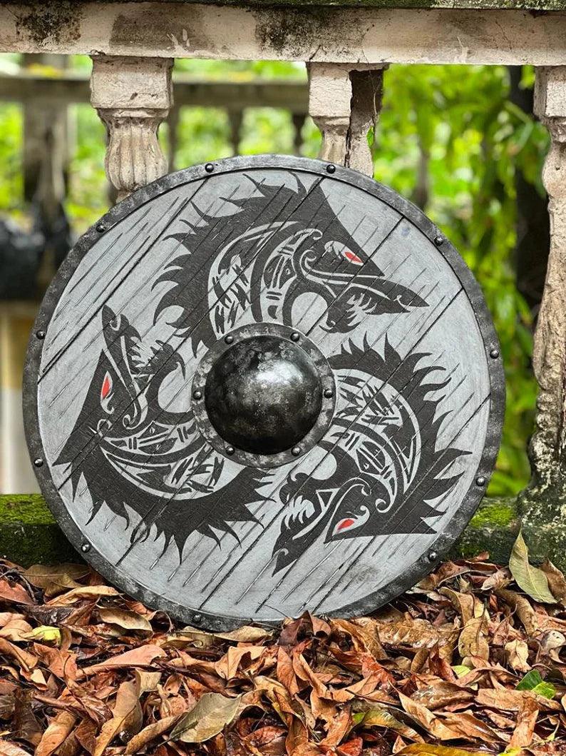 Handicrafts Medieval 24 inch Wooden Viking Shield Handcrafted Battle Ready Shield. - collectiblegiftitems