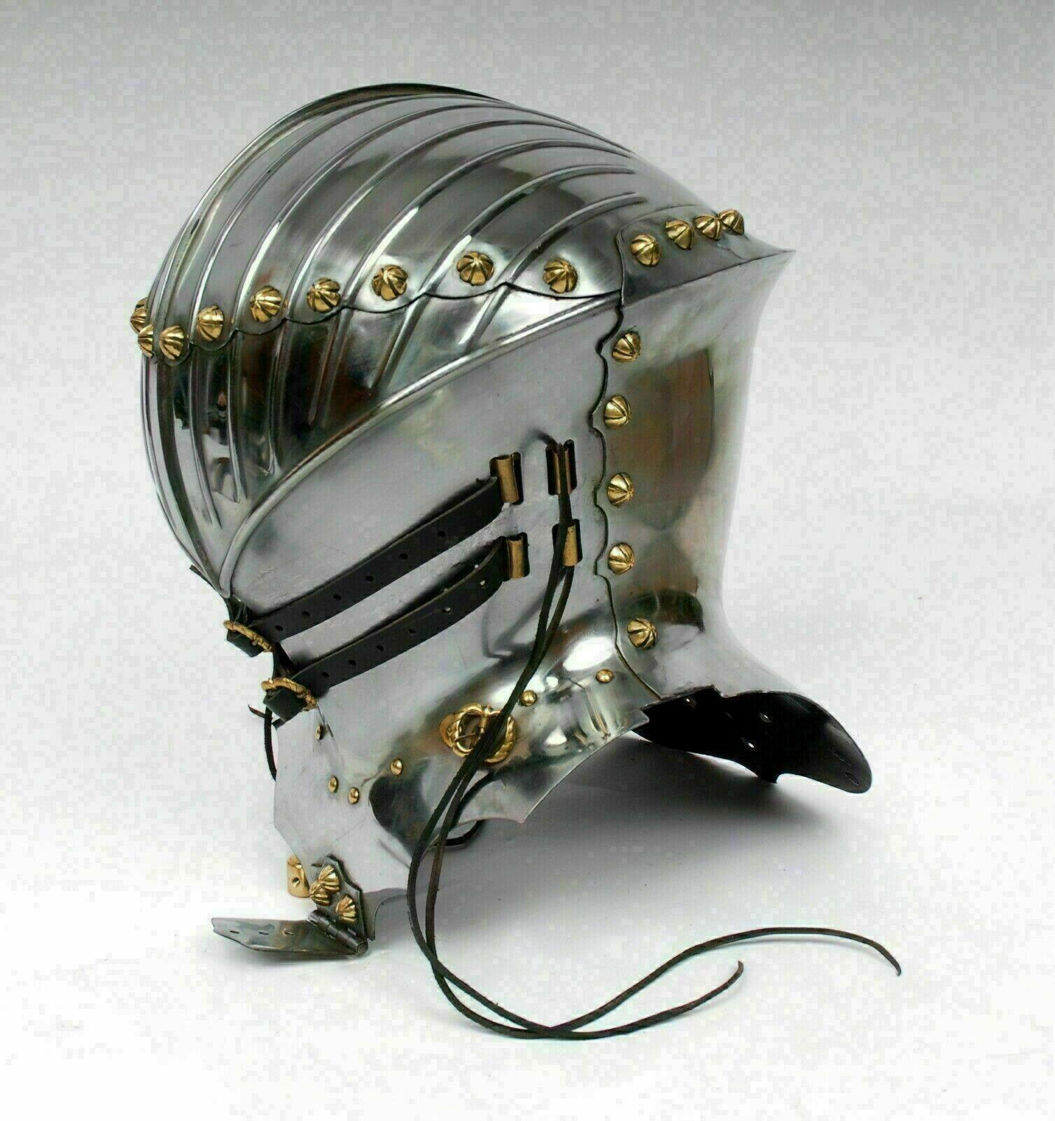 18 Guage Steel Medieval Jousting Knight Fighting Armor Helmet Halloween Costume - collectiblegiftitems