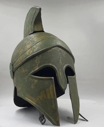 Greek Corianthian Helmet Rusty Oxidised Look Metal Helmet for cosplay Best Gift for Him - collectiblegiftitems