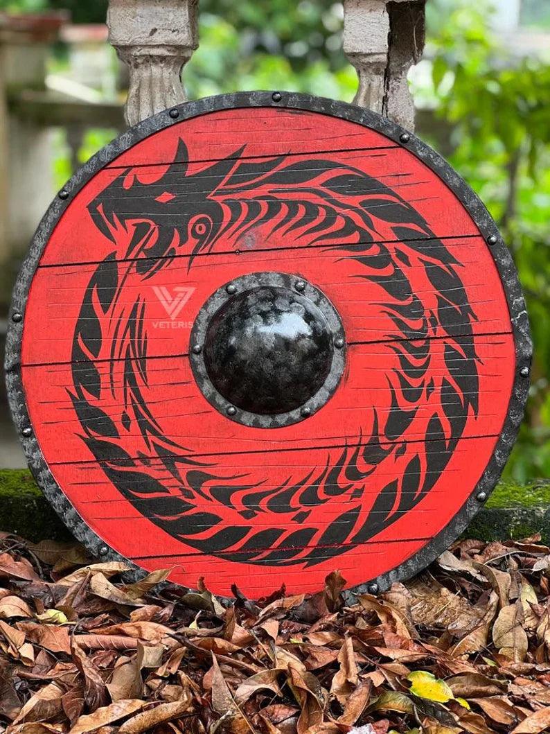 Handcrafted Medieval Viking Shield - 24-inch Wooden Battle Ready Shield - collectiblegiftitems