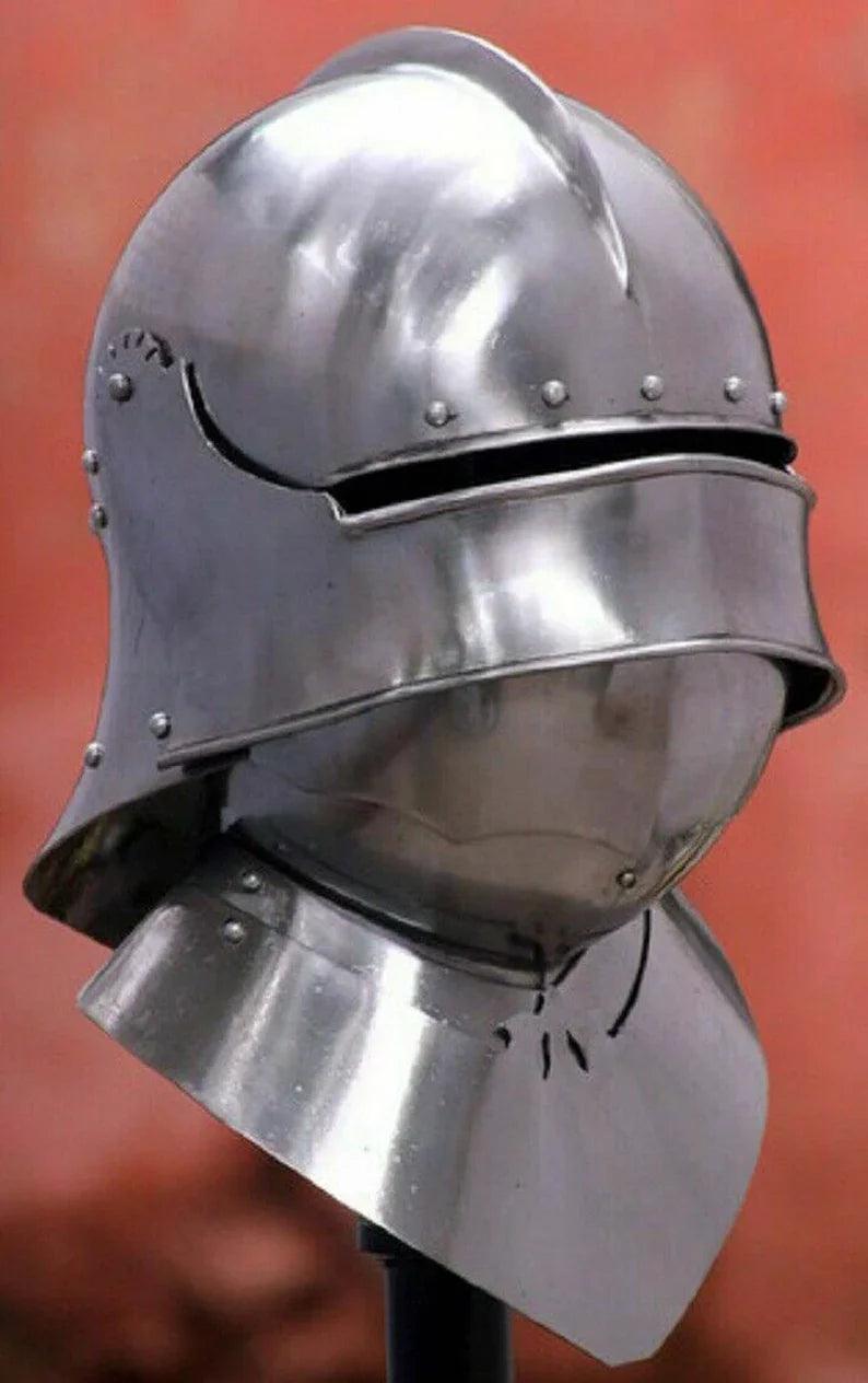 Medieval Visor Helmet ~ Medieval Tournament Close helmet ~ LARP Steel Helmet. - collectiblegiftitems