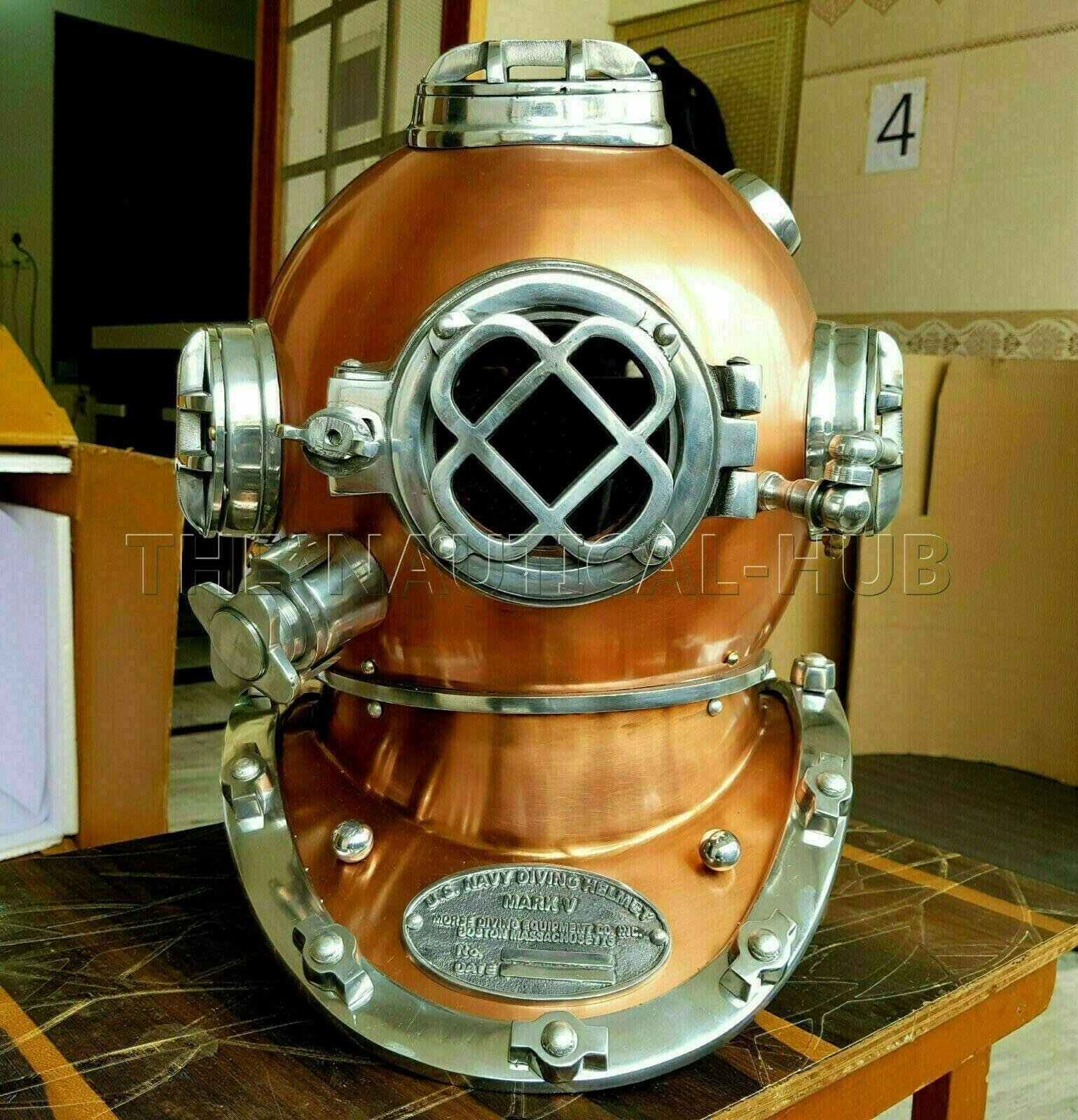 Diving Helmet Vintage BOSTON MARK V U.S Navy Deep Sea Divers Collectible - collectiblegiftitems