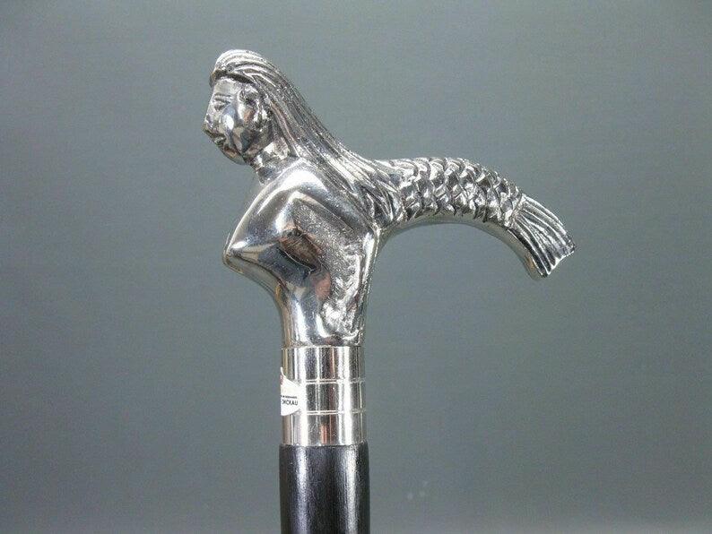 Mermaid Handle Victorian Style Walking Stick - collectiblegiftitems