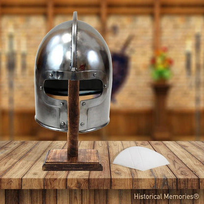 Medieval Helmet Knight Armor Steel Larp Wearable Replica Silver Helmet Cosplay - collectiblegiftitems