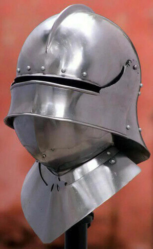 Medieval Visor Helmet ~ Medieval Tournament Close helmet ~ LARP Steel Helmet. - collectiblegiftitems