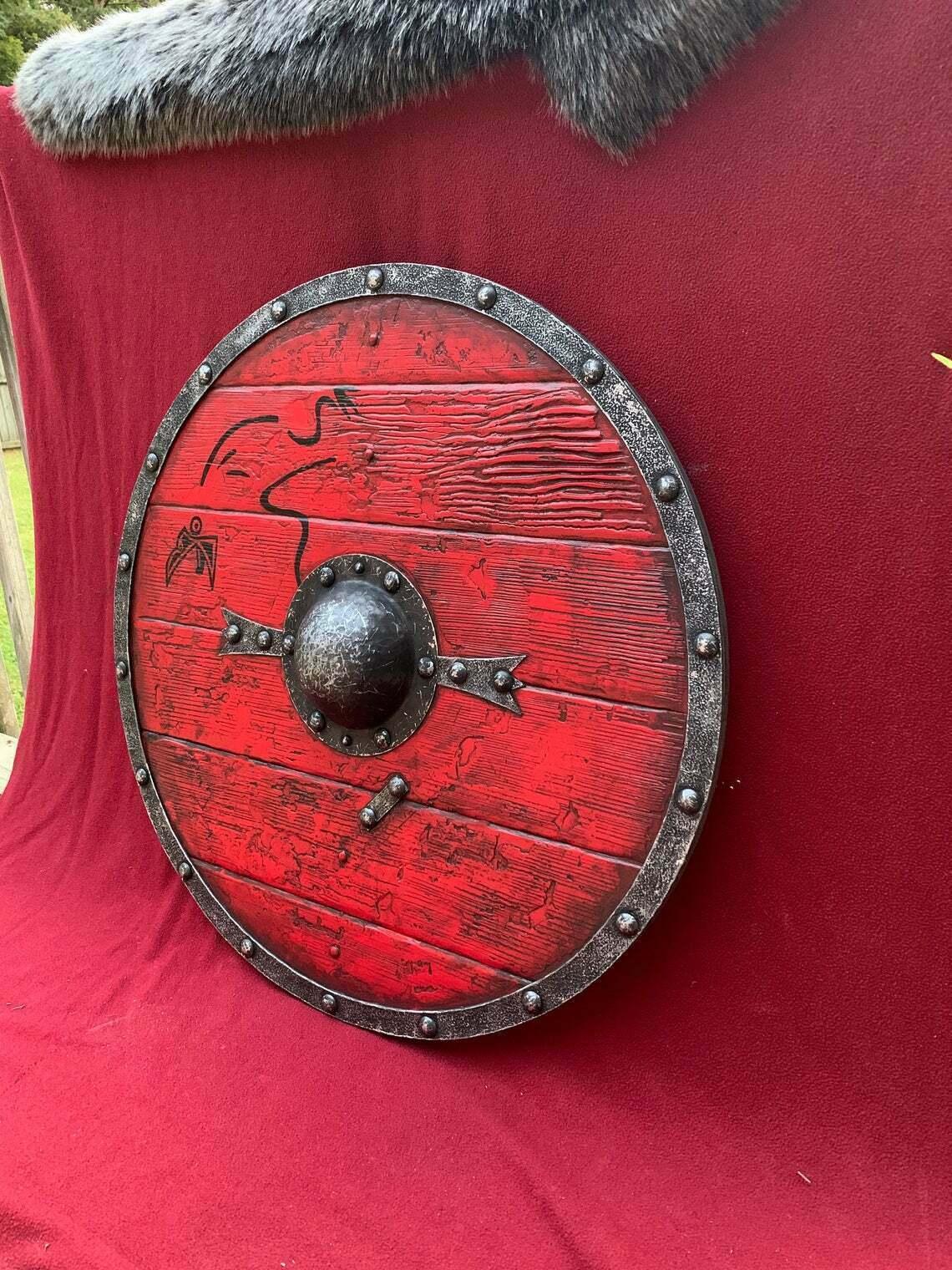 Medieval Viking shield 24'' Ragnar Lothbrok Authentic Battleworn Viking Shield - collectiblegiftitems