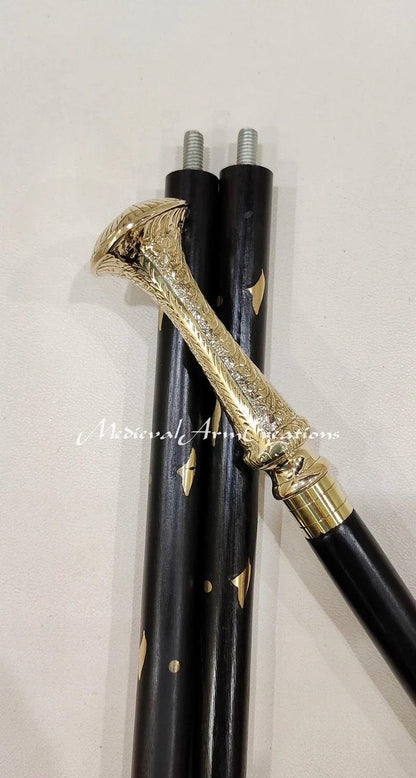 Long Knob Head handle Brass Decorative Walking Stick - collectiblegiftitems