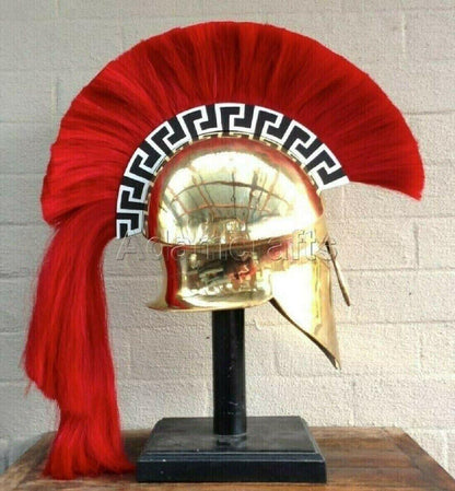 18 gauge Steel Brass Coated Medieval Greek Corinthian Helmet Spartan Helmet - collectiblegiftitems