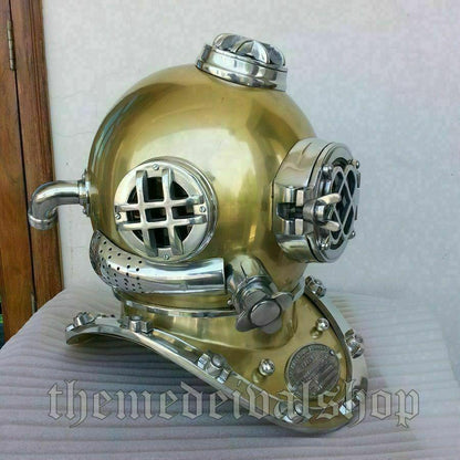 Diving Helmet Us Navy Mark V Antique Brass Steel Full Size Maritime Gift - collectiblegiftitems