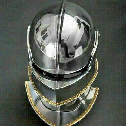 Medieval Helmet SCA Sallet And Bevor Knight Armor With Gorget Christmas Gift - collectiblegiftitems