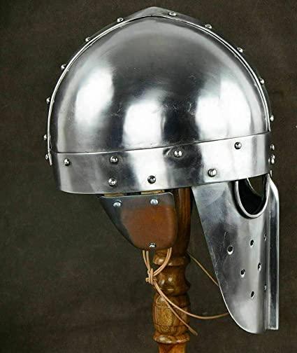 SCA Medieval Norman Nasal Helmet Viking Helmet Rplica Mask Helmet Silver - collectiblegiftitems