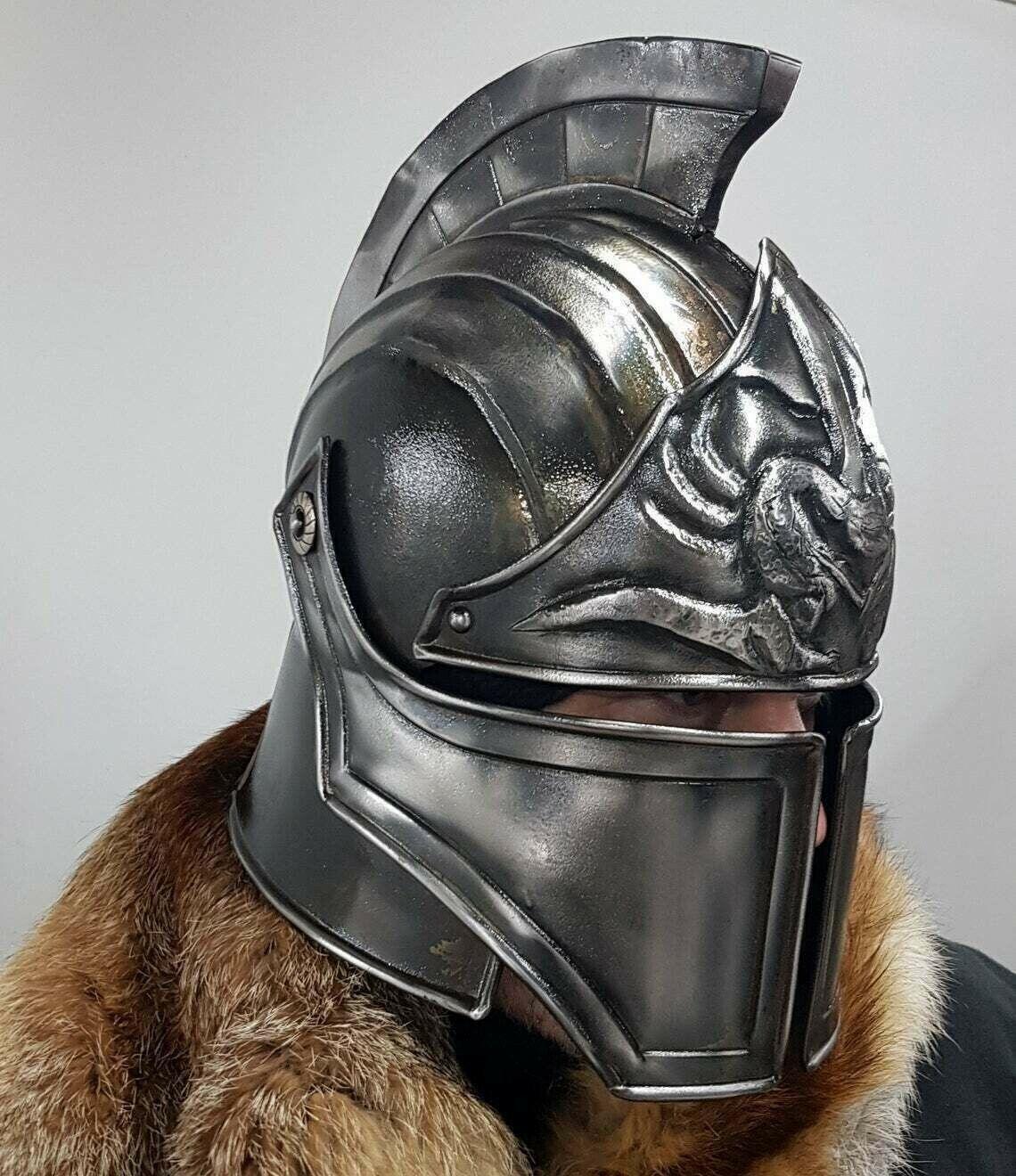 Blackened 18 Gauge Steel Medieval Legionnaire Fantasy Helmet - collectiblegiftitems