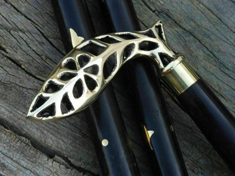 Leaf Design Handle and Designer Shaft Designer Walking Stick - collectiblegiftitems