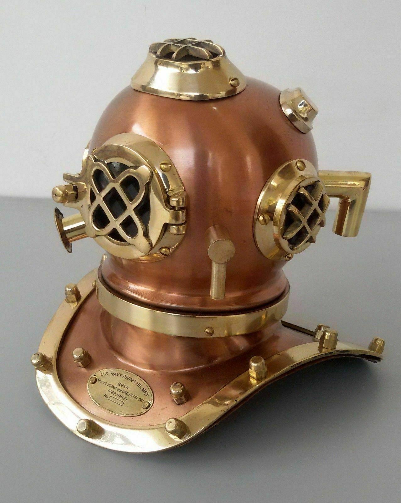 Brass Vintage Style Mark V US Navy Scuba Deep Mini Diving Divers Helmet Gift - collectiblegiftitems