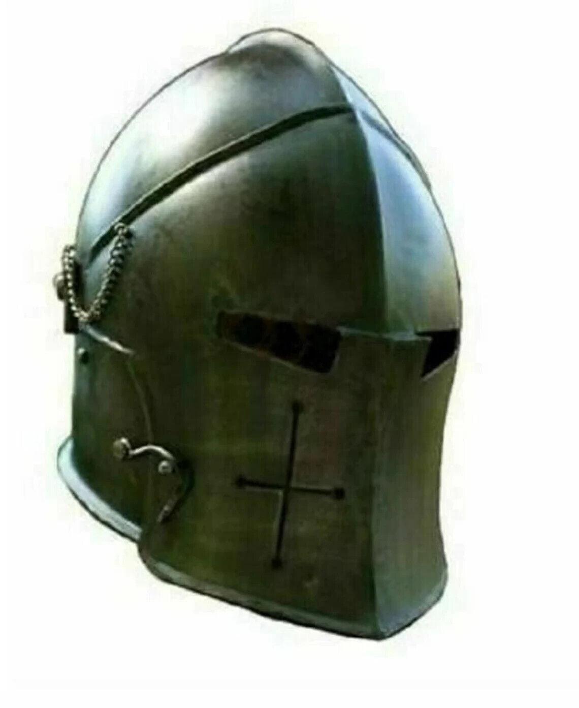 Medieval Helmet Knight Barbute Halloween Fully Functional Replica LARP Helmet - collectiblegiftitems