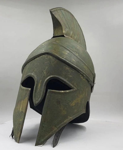 Greek Corianthian Helmet Rusty Oxidised Look Metal Helmet for cosplay Best Gift for Him - collectiblegiftitems