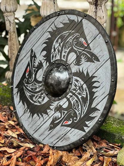 Handicrafts Medieval 24 inch Wooden Viking Shield Handcrafted Battle Ready Shield. - collectiblegiftitems