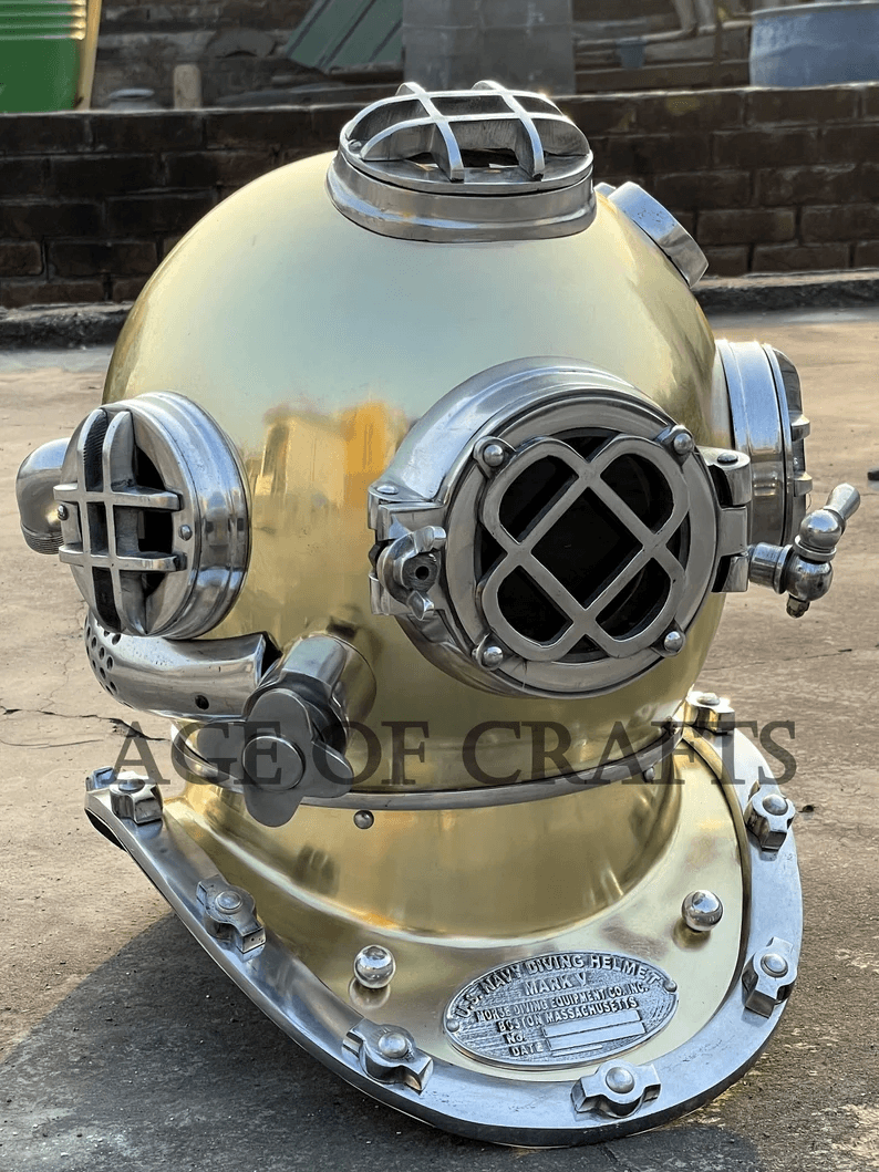 Antique Boston Diving Helmet Vintage Divers Deep Sea US Navy Mark V - collectiblegiftitems