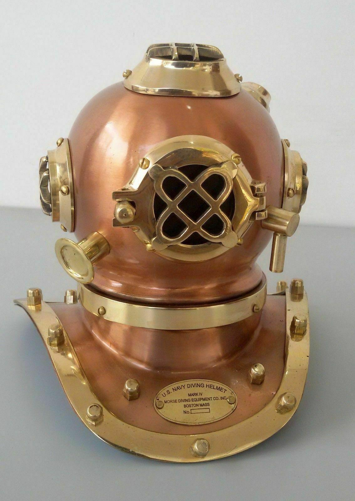 Brass Vintage Style Mark V US Navy Scuba Deep Mini Diving Divers Helmet Gift - collectiblegiftitems