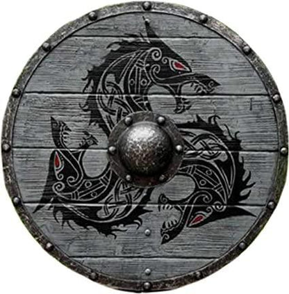 Gray Fenrir the Dread Wolf Plank Shield 24'' - collectiblegiftitems