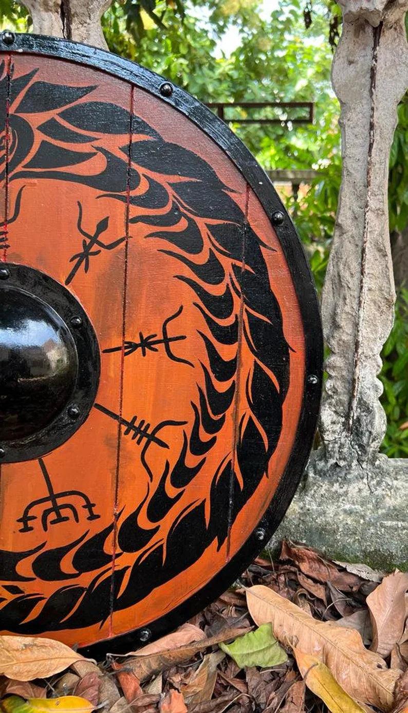 Handcrafted Medieval Viking Shield - 24-Inch Wooden Battle Ready Defense - collectiblegiftitems