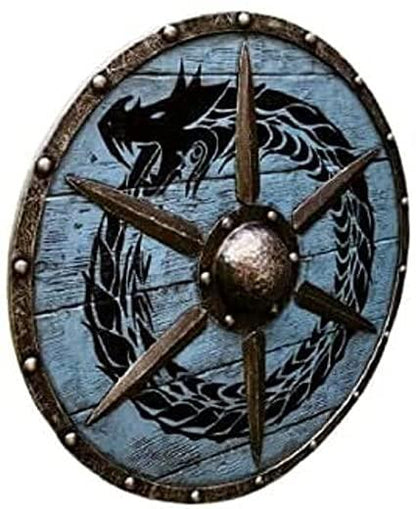 Medieval Round Shield Viking Battle-Ready Cosplay & Fully Functional Dragon Shield - collectiblegiftitems