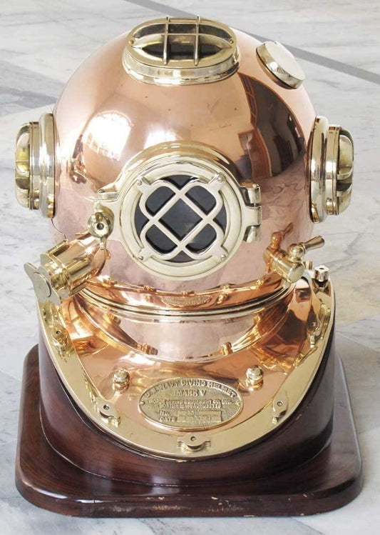 Scuba Decorative Divers Diving Helmet Vintage SCA Relica US Navy Mark V Copper And Brass 18 inches - collectiblegiftitems