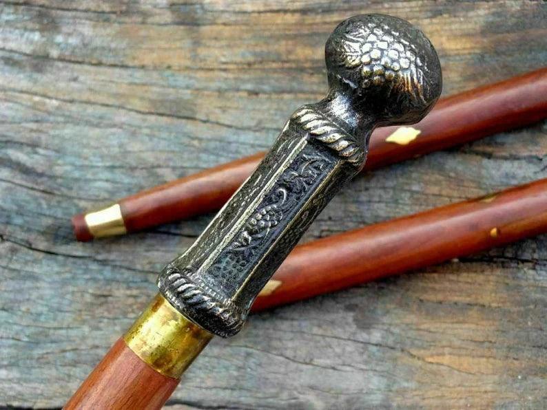 Pillar Handle Wooden Cane Walking Stick Vintage Nautical Cane - collectiblegiftitems