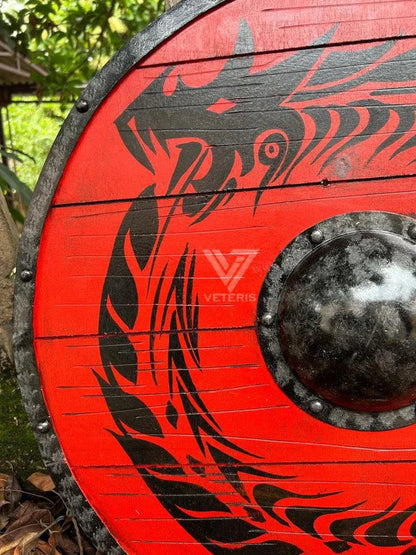 Handcrafted Medieval Viking Shield - 24-inch Wooden Battle Ready Shield - collectiblegiftitems