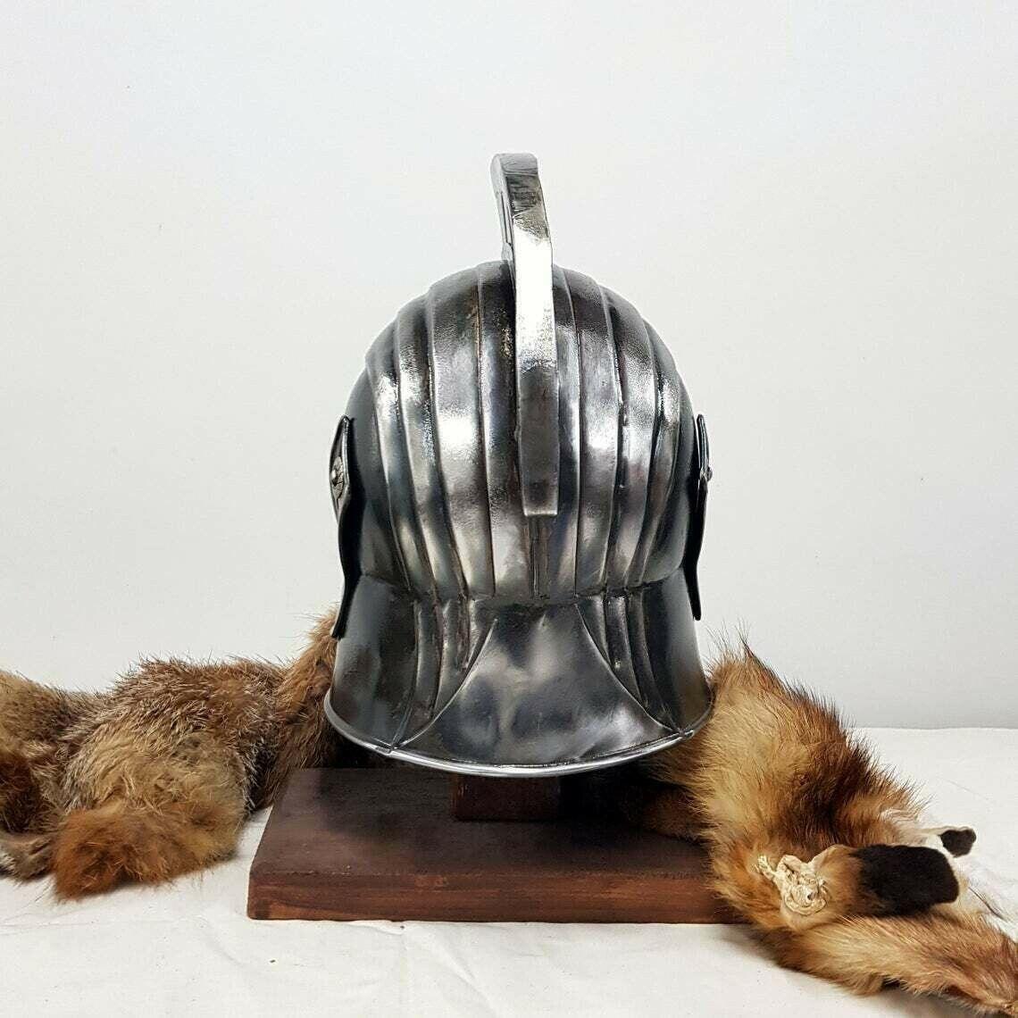 Blackened 18 Gauge Steel Medieval Legionnaire Fantasy Helmet - collectiblegiftitems