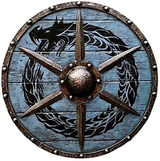 Medieval Round Shield Viking Battle-Ready Cosplay & Fully Functional Dragon Shield - collectiblegiftitems