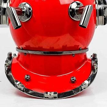 US Navy Mark V Scuba Diving Nautical Helmet Maritime Ship's Decorative Red Cobalt Premium Snorkeling Helmets (18 Inches, Red Cobalt) - collectiblegiftitems