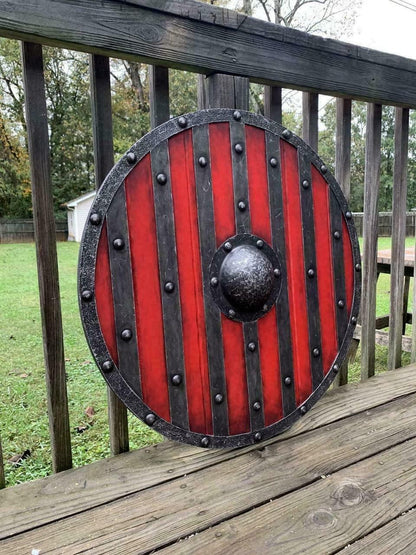 Mittelalterlicher Schild, König Björn Ironside, im Kampf getragener Wikingerschild, 24" 