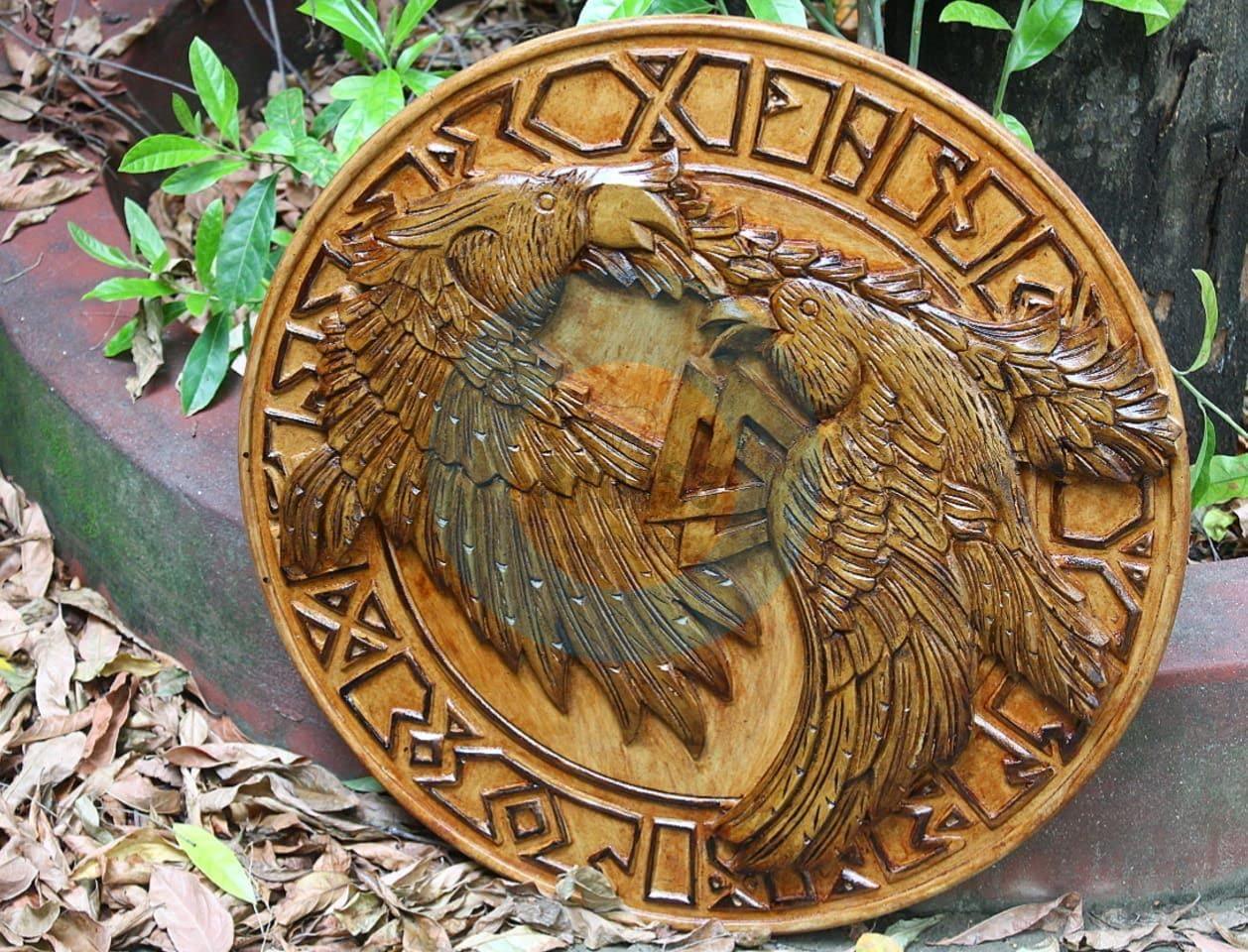 Hugin and Munin Authentic Battleworn Viking Shield, 24 - collectiblegiftitems