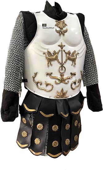 Medieval Roman Cuirass Greek Muscle Armor White LARP Knight Armor Halloween Costume - collectiblegiftitems