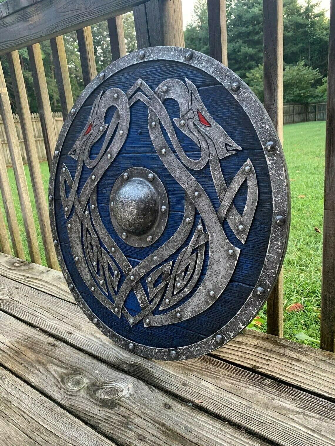 Valhalla Seedrache Jörmungandr Authentischer, kampferprobter Wikingerschild, 24"