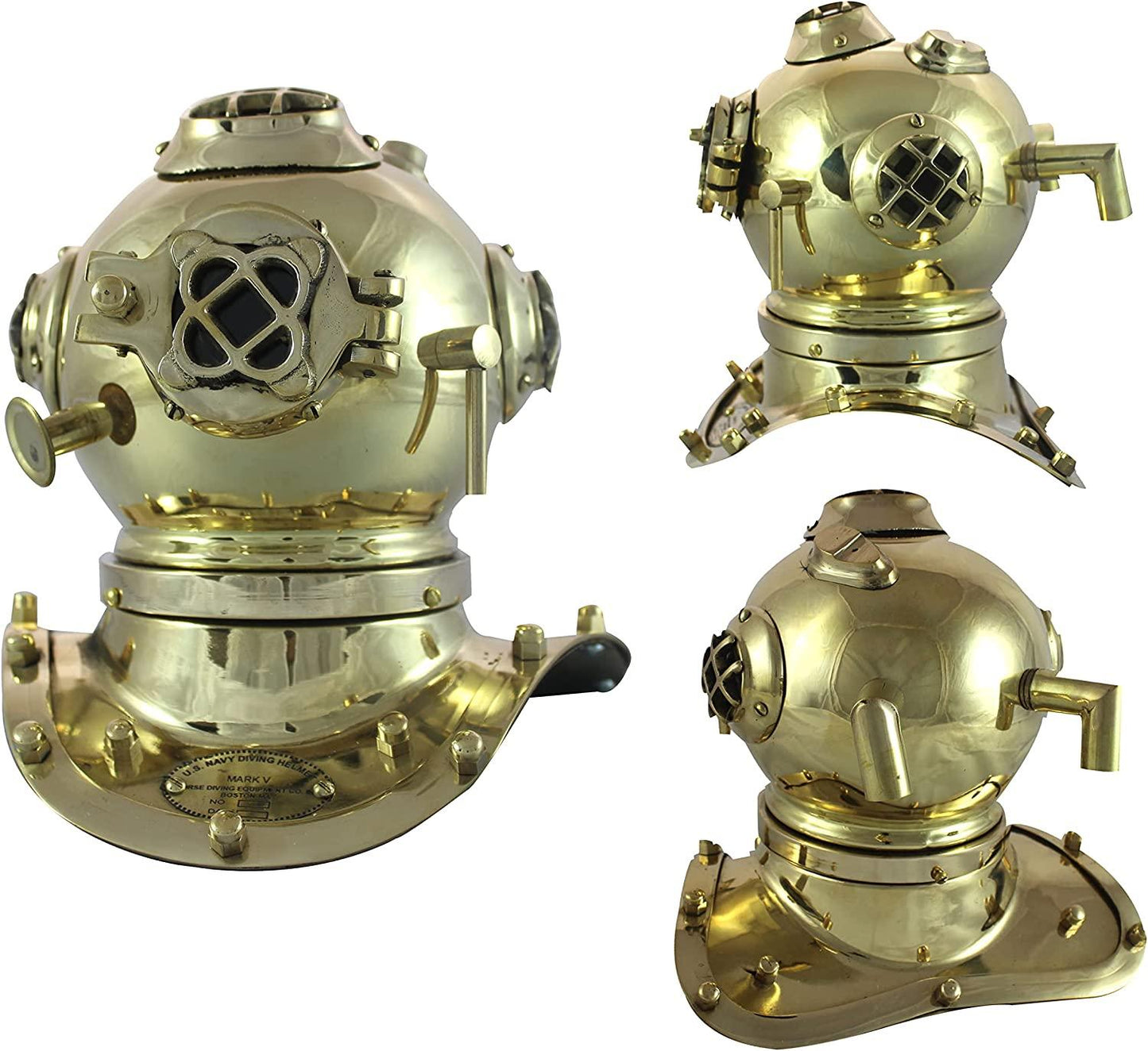 Antique Marine Mini Diving Helmet Replica Mark Us Navy Nautical Full Brass - collectiblegiftitems