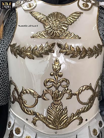 White Medieval Roman Muscle Cuirass Armor Knight Breastplate Larp Armor - collectiblegiftitems