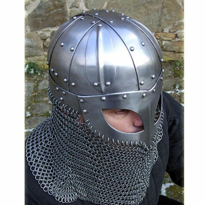 Viking Helmet Battle Armor 18G Steel and Chainmail - collectiblegiftitems