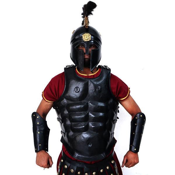 Full Body Roman Skirted Leather Armor Suit with Greek Metal Helmet LFBA07 - collectiblegiftitems