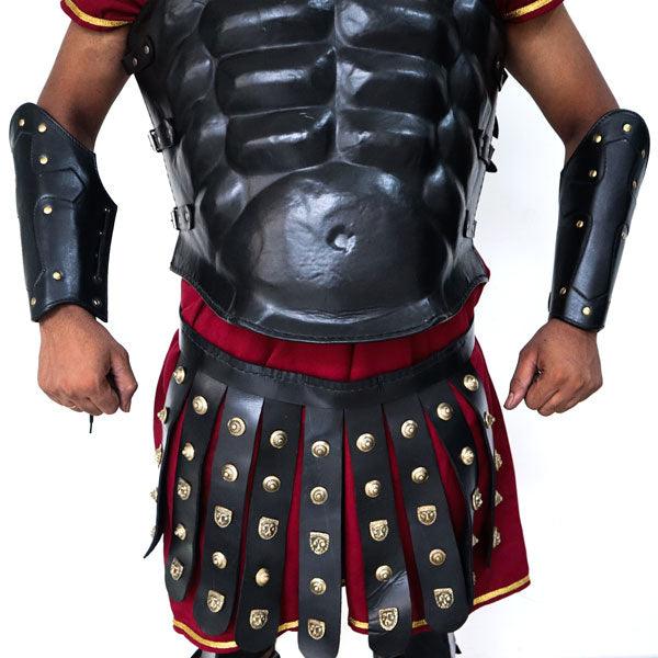 Full Body Roman Skirted Leather Armor Suit with Greek Metal Helmet LFBA07 - collectiblegiftitems