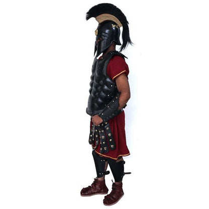 Full Body Roman Skirted Leather Armor Suit with Greek Metal Helmet LFBA07 - collectiblegiftitems