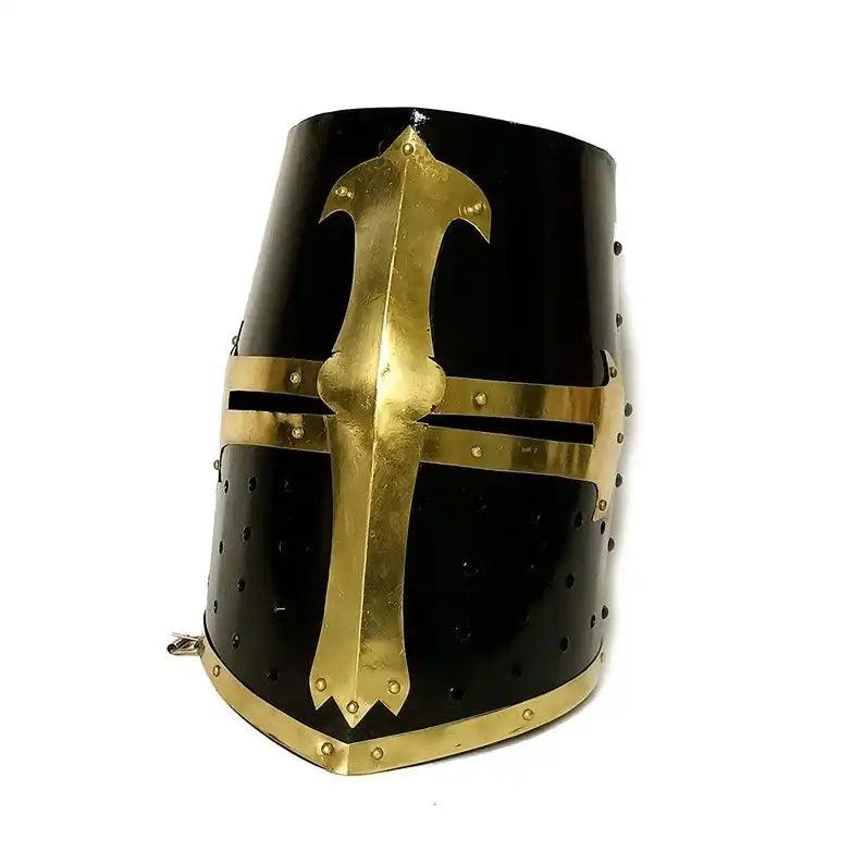 Templar Knight Crusader Black Medieval Armor Helmet - collectiblegiftitems