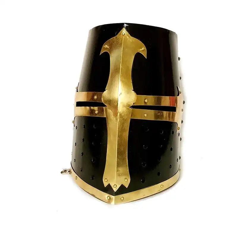 Templar Knight Crusader Black Medieval Armor Helmet - collectiblegiftitems