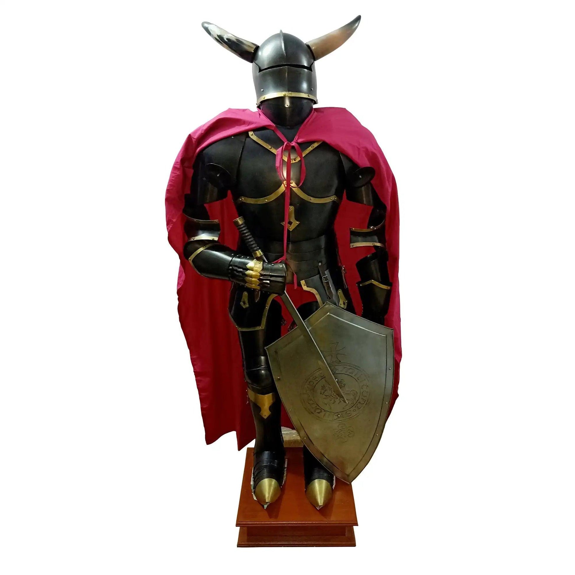 Gothic Greek Knight Medieval Armor Suit with Horn - collectiblegiftitems