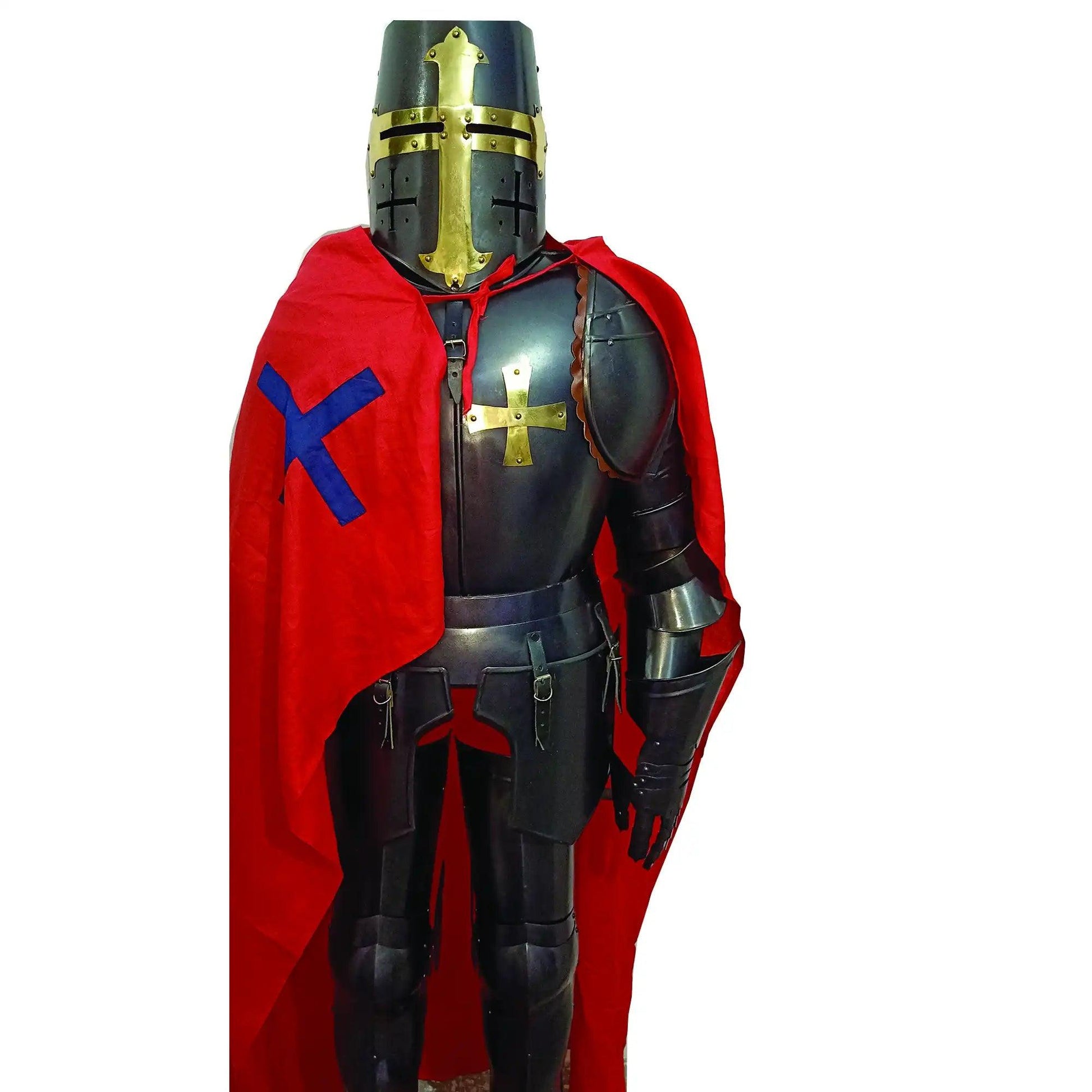 Crusader Templar Knight Medieval Armor Suit with Cloak - collectiblegiftitems