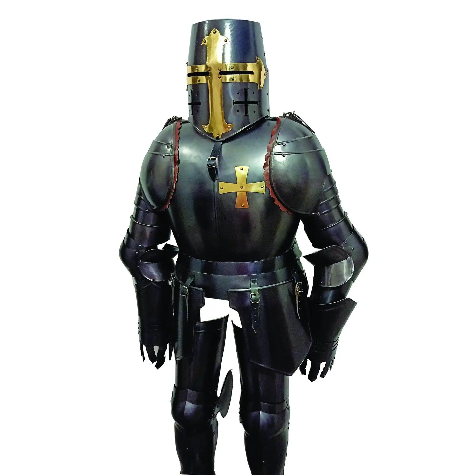 Crusader Templar Knight Medieval Armor Suit with Cloak - collectiblegiftitems